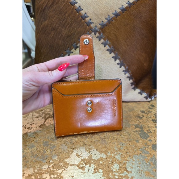 Bostanten Small Brown Leather Bifold Wallet Snap Closure Zip Pocket - Picture 6 of 10